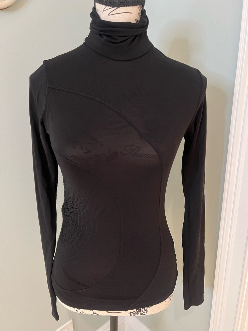 A.L.C. Black High Neck Long Sleeve | Ruching Detail One Side | XS | Like New